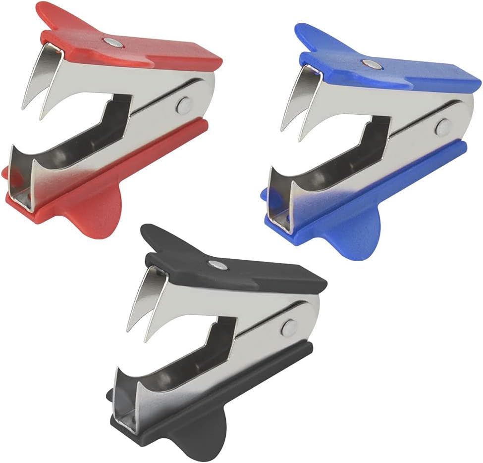 TANCUDER 3 Pack Staple Remover with Steel Jaw, Lightweight Stapler Remover Extra Wide Finger Grip Staple Extractor Mini Nail Puller Binding Supplies Removal Tool for Office School Home, Random Color