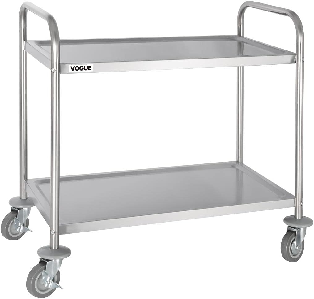 Vogue 2 Tier Clearing Trolley Medium 810X455X855mm Stainless Steel Catering