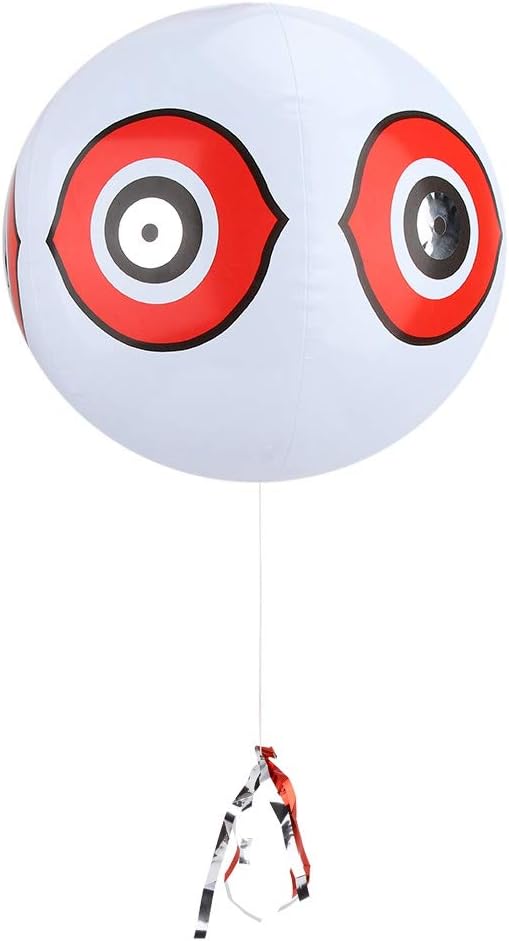 Bird Eyes Balloon, PVC Scare Balloon with 3D Eye, Bright Colors, Features, Inflatable Bird Repellent for Orchard, Farmland, 40cm Diameter (White)