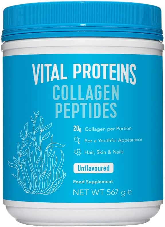Vital Proteins Collagen Peptides Powder Supplement (Type I, III) - Hydrolyzed Collagen - Non-GMO - 20g per Serving - Unflavoured 567g Canister, 1-Pack