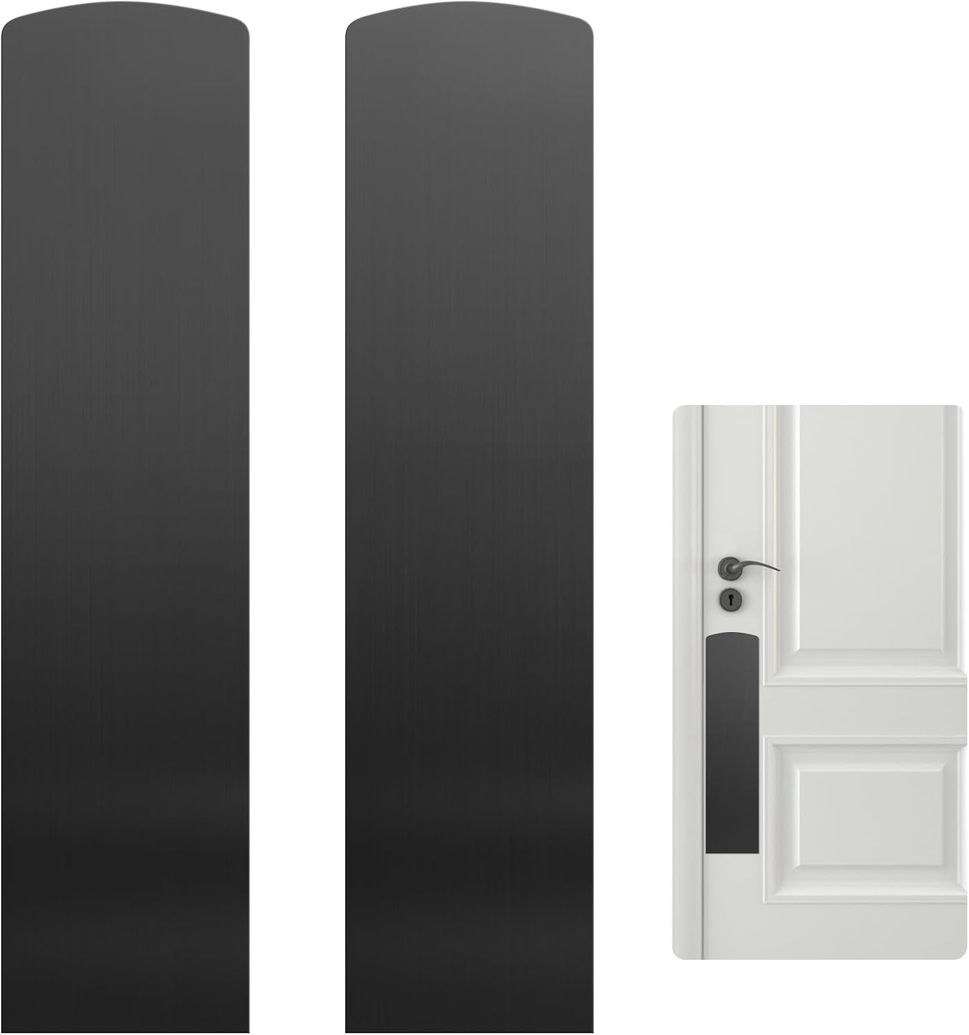 2 Pcs Door Scratch Protection Plate 4" x 16", Stainless Steel Push Plate, Self Adhesive Kickplate for Interior, Exterior Doors (Brushed Black)