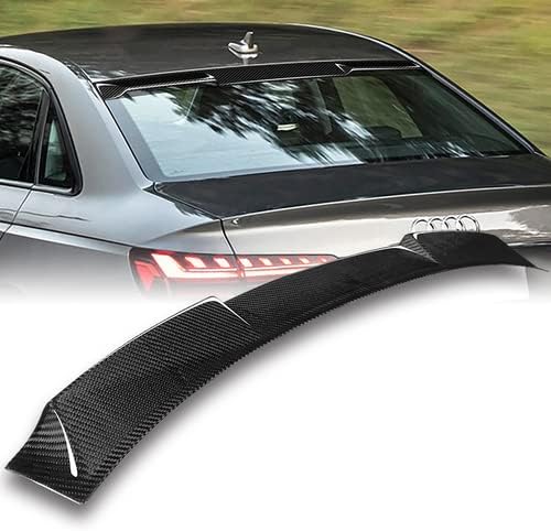 HK5 Black Real Carbon Fiber Rear Window Roof Spoiler Wing Compatible with 2017-2023 Audi A4 S4 Sedan, 2018 2019 2020 2021 2022