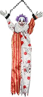 Halloween Ghosts Talking Animatronic Clowns with Motion and Touch Activated Lights and Sounds - Perfect for Indoor and Outdoor Halloween Decorations (Red and White), YLHWC01