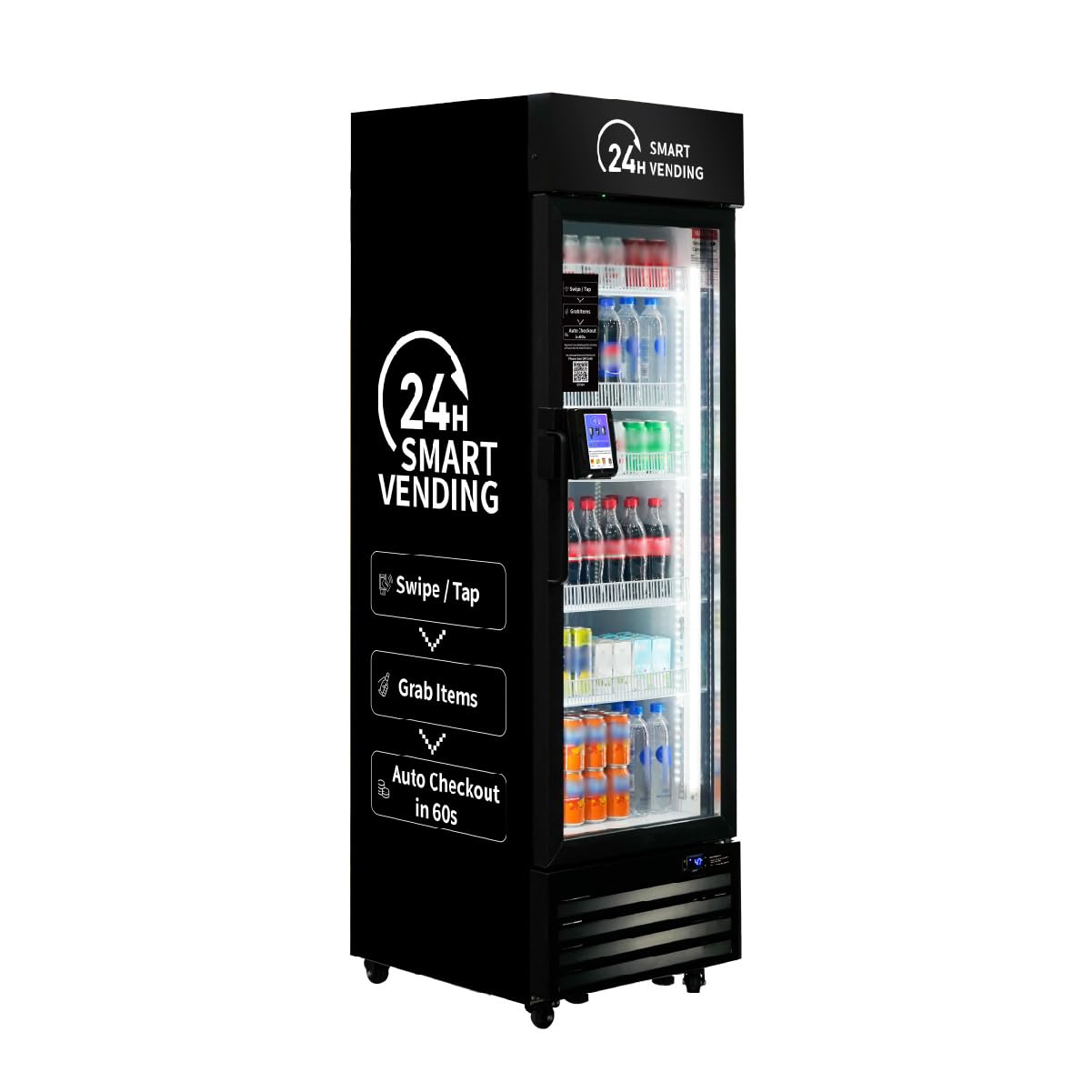 HAHA AI Smart Open-Front Vending Machine - 245-Capacity Commercial Refrigerated Unit for Offices/Schools/Gym, with Contactless Payment, AI Visual Recognition & App Management