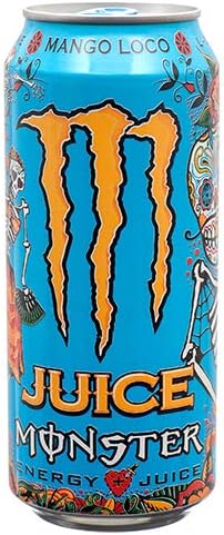 New 381906 Monster Juce Loco Mango Energy Drink 16 Oz (24-Pack) Fruit Drink Cheap Wholesale Discount Bulk Beverages Fruit Drink Fish Bowl