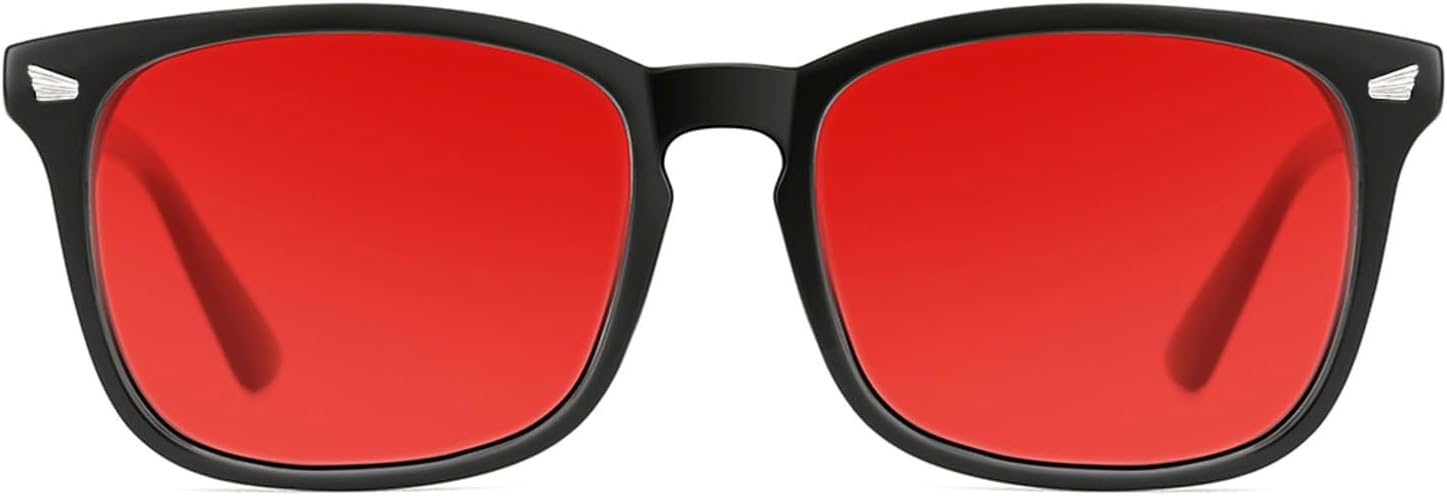 TIJN Sleep Glasses with Blue Green Light Blocking, Red Light Lens for Computer Gaming, Screen Fatigue & UV Protection