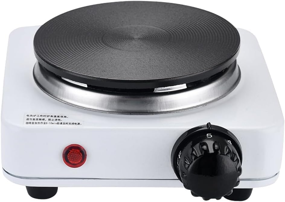 1000W Single Hotplate with Adjustable Thermostat Corrosion Resistant/Power Indicator/Non Slip Feet/Easy Cleanfor Home Kitchen Camping & Caravan Cooking, Compact