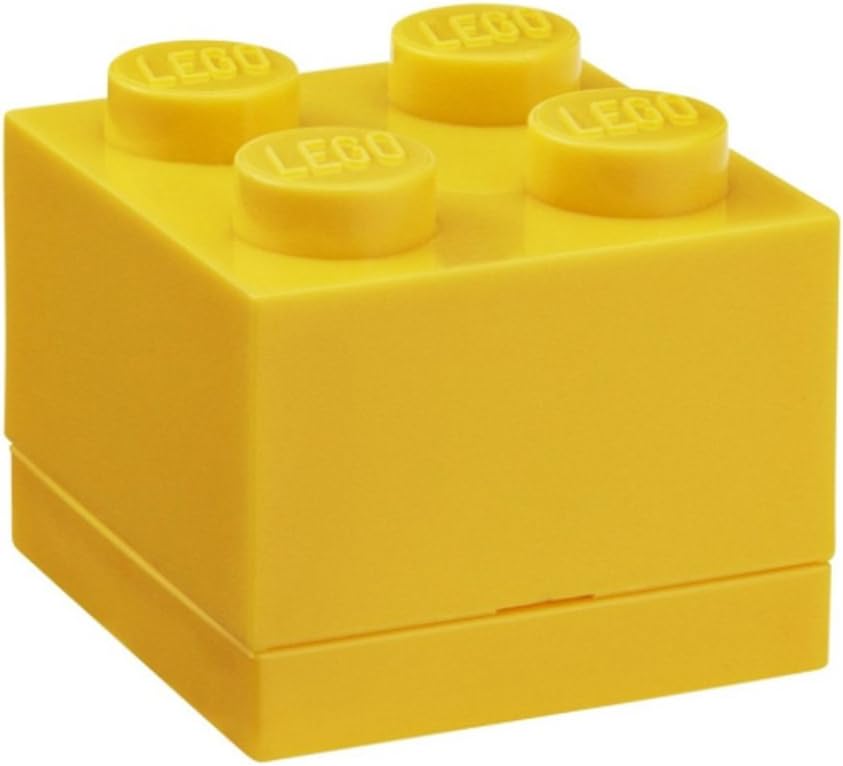 Room Copenhagen LEGO Mini Box 4 Knobs Yellow - Versatile Small Storage Box for Snacks, Jewellery, Hair Accessories, Souvenirs & More - Dishwasher Safe, 46 x 46 x 43 mm