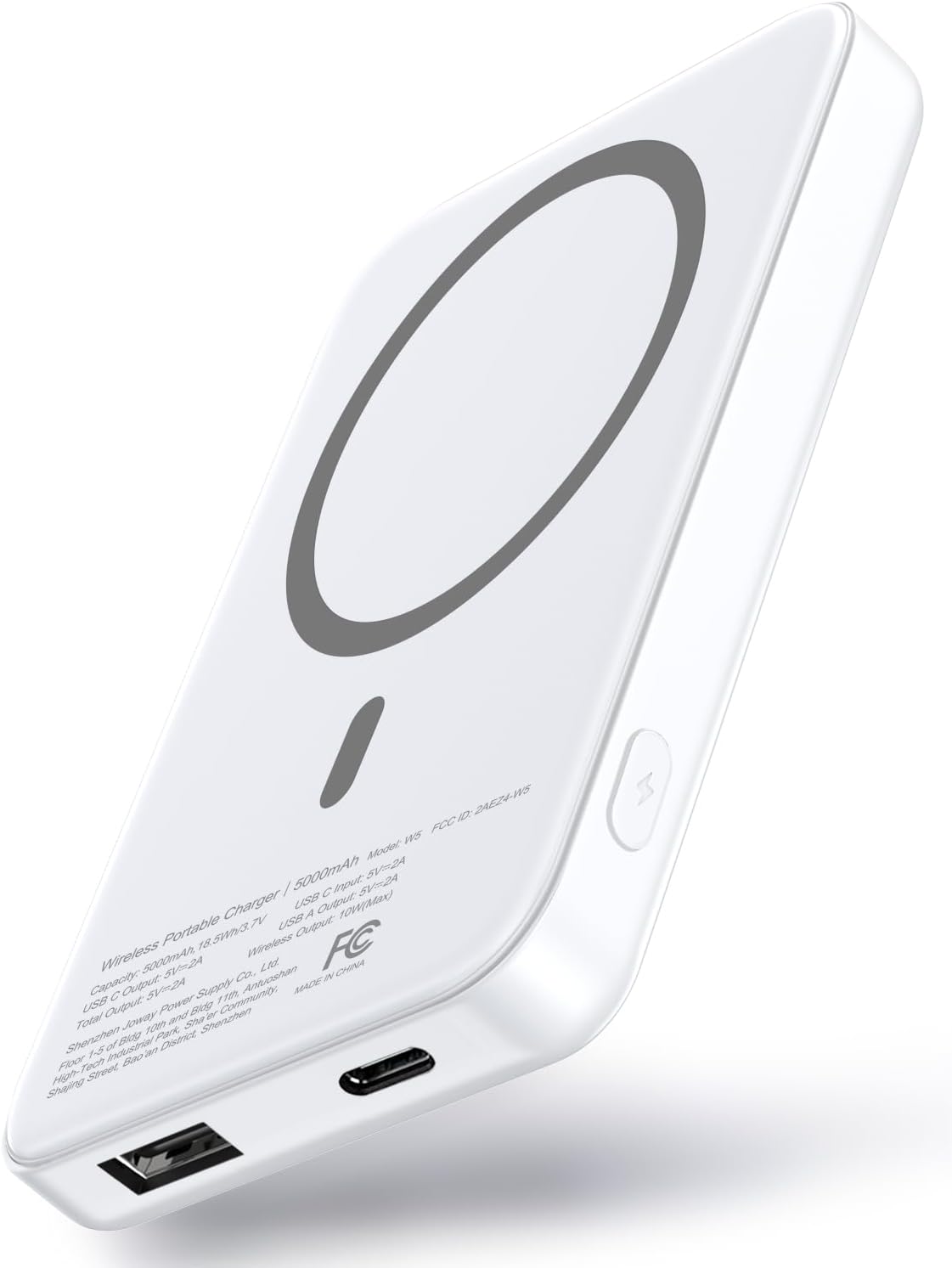 for MagSafe Portable Charger, 5000mAh Wireless Magnetic Power Bank with USB C & A Charging, Slim Phone Battery Pack for iPhone 15/15 Pro/15 Pro Max, iPhone 14/13/12 Series - (White)
