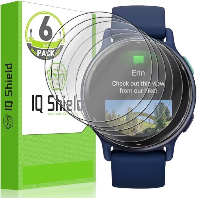 IQShield 6 Pack Screen Protector for Garmin Vivoactive 6/Vivoactive 5 42mm: Clear TPU Film, Bubble-Free Installation, Scratch-Resistant, Case Friendly, Self-Healing, HD Clarity