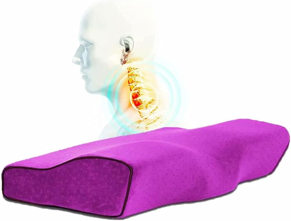HGTRH Cervical Pillow Contour Memory Foam Orthopedic Pillow, Cervical Support Pillow Side Sleeper Hypoallergenic Neck Pain Relief Washable Pillowcase for Side, Back and Stomach Sleepers