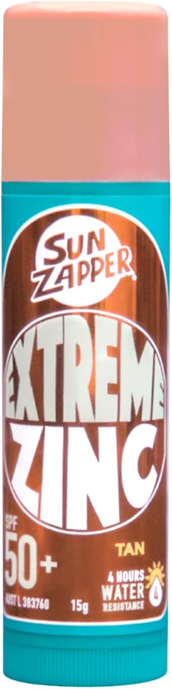 Sun Zapper Zinc Stick - Tan, Light Skin Tinted Sunblock Stick SPF 50+ Zinc Oxide Sunscreen for Face Mineral Sun Cream Made in Australia