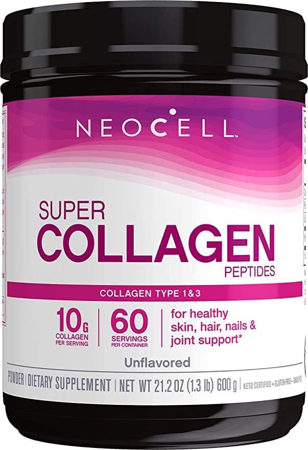 NeoCell Super Collagen Peptides, Grass-Fed Collagen Types 1 and 3, Unflavored, 21.2 Ounces (Package May Vary)
