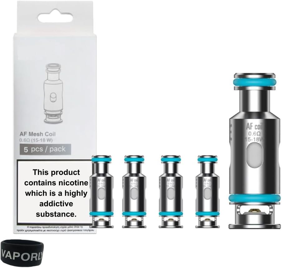 Vaporly UK Aspire AF Mesh Coils No Nicotine Compatible with Aspire Flexus Q Blok Stik Riil X Pods (0.6 Ohm (15W to 18W))