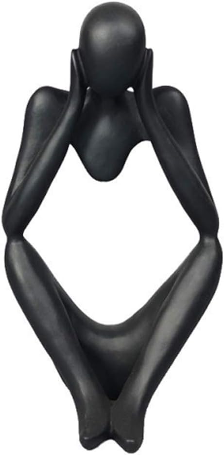 Asng Resin Thinker Style Abstract Sculpture Statue Collectible Figurines Home Office Bookshelf Desktop Decor (Black,Think Deeply, Large)