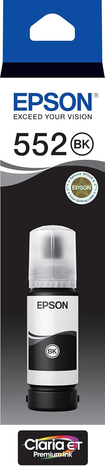 Epson T552 - EcoTank - Black Ink Bottle for EcoTank ET-8500 and ET-8550, Single Pack, C13T06V192