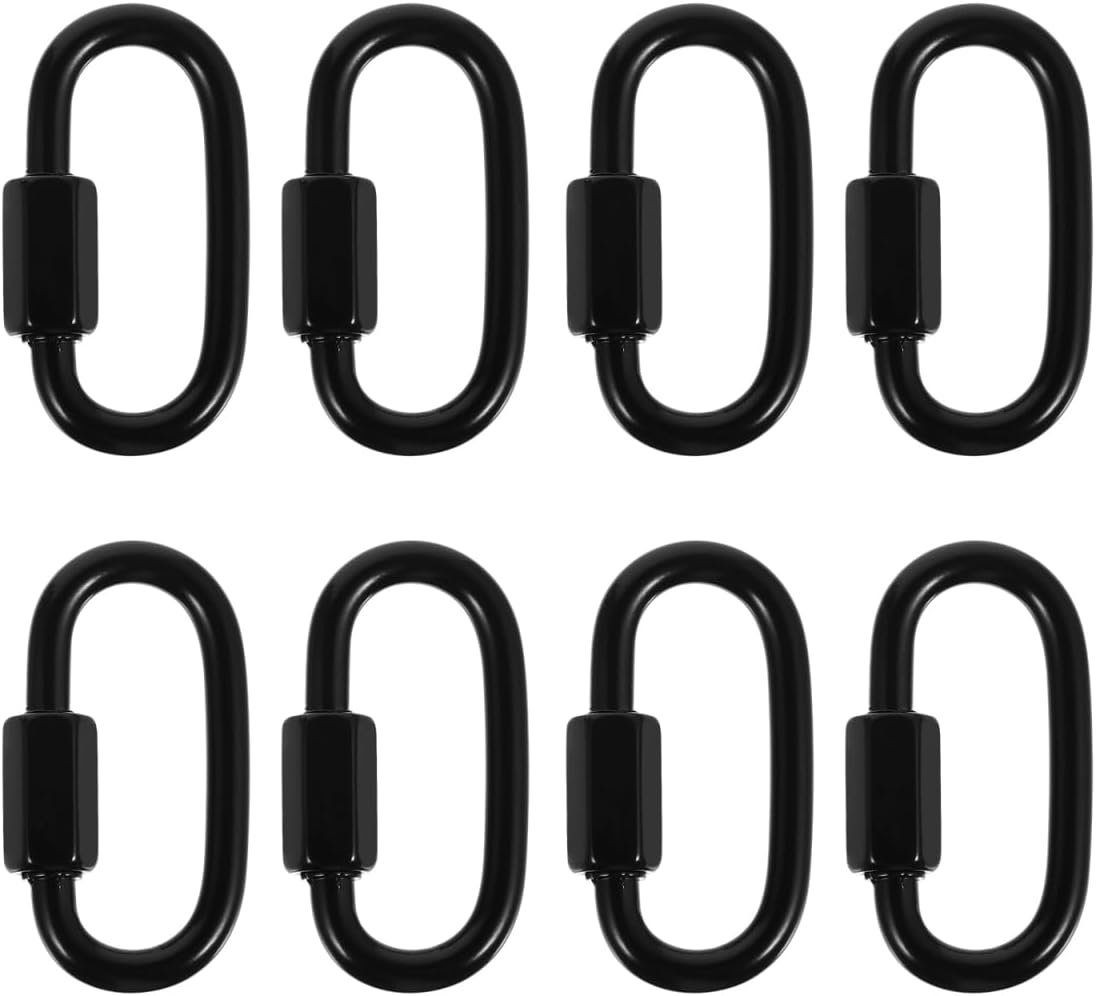 iplusmile Quick Chain Links, 8pcs Stainless Steel Chain Links D Shape Locking Quick Chain Repair Links Quick Links Heavy Duty Trailer Safety Locking for Outdoor Camping Equipment Supplies Black