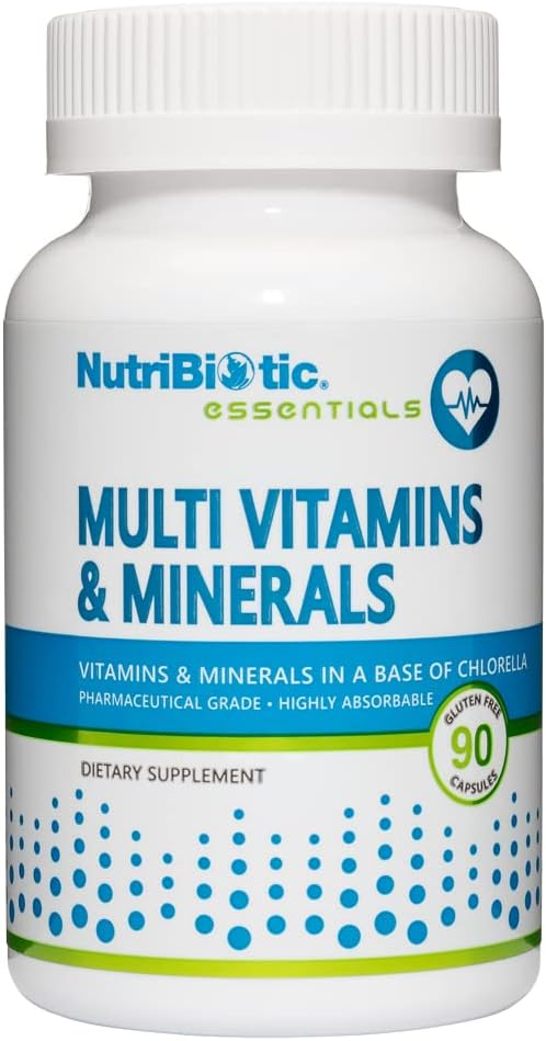 NutriBiotic– Multi Vitamins & Minerals, 90 Ct Capsules (Formerly Hypoallergenic Multiple) | 72 Pure Trace Elements in a Base of Chlorella | Pharmaceutical-Grade & Highly Absorbable | Gluten Free