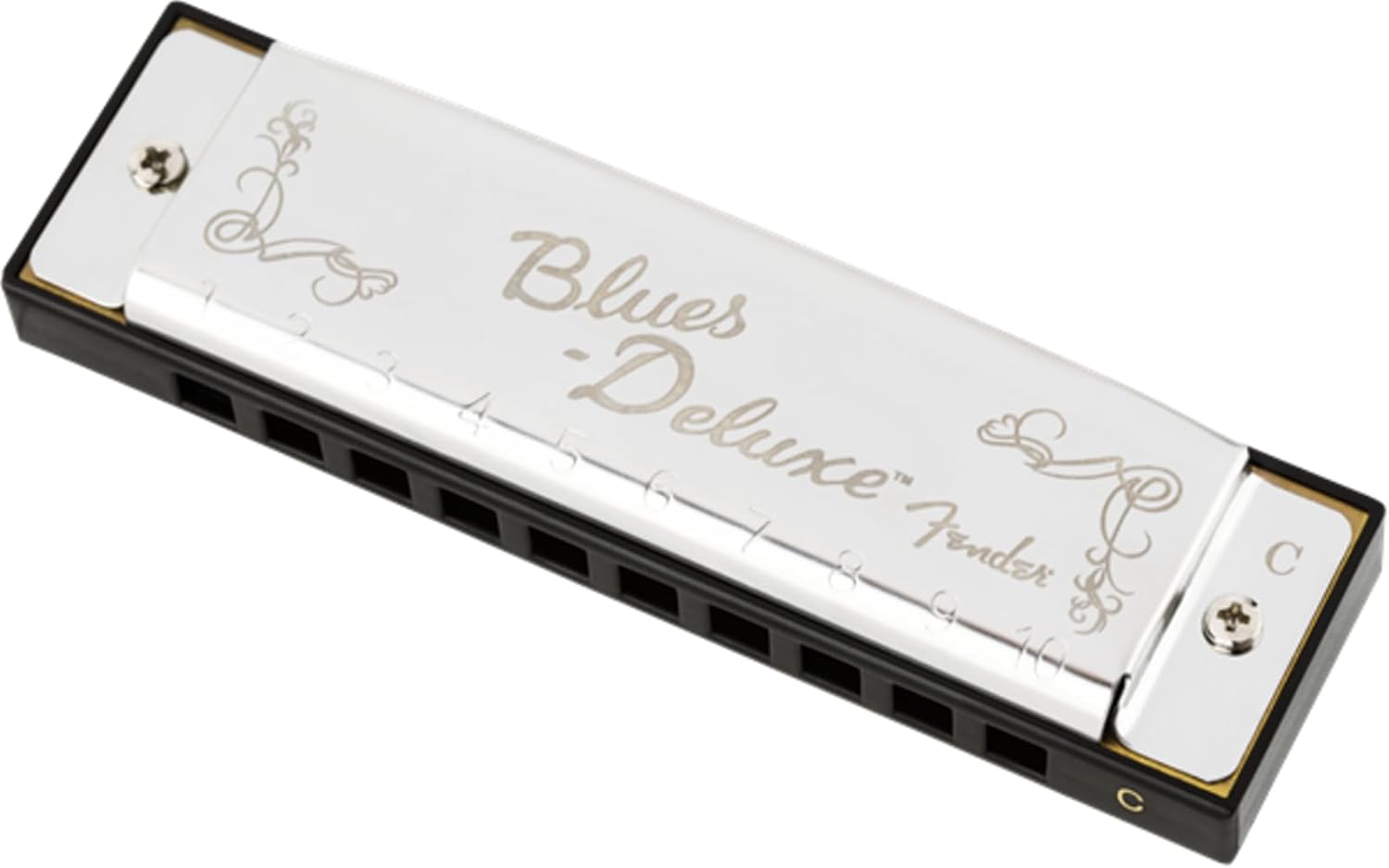 Fender Blues Deluxe Harmonica, Key of C, 10 Holes, Nickel Chrome, Includes Case