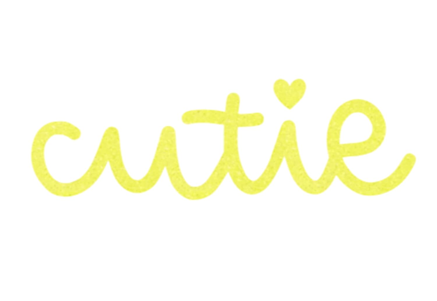 Cutie Iron on Decal for Clothing, Girls Women Word Graphic Vinyl Patch for Clothing & Decor, Washable, Pick Size Color, DIY Iron-On in 5 Min (Neon Yellow Glitter)