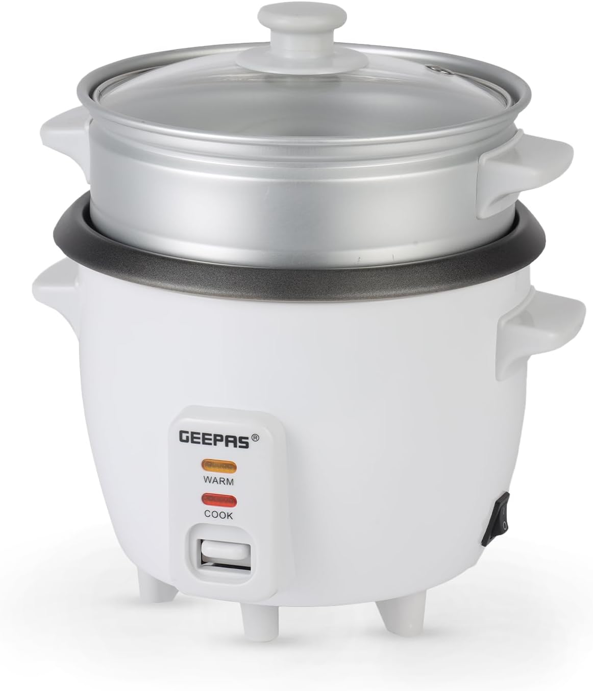 Geepas 300W Rice Cooker & Steamer with Keep Warm Function, 0.6L | Automatic Cooking, Non-Stick Inner Pot | Make Rice & Steam Healthy Food & Vegetables | Includes Measuring Cup & Spatula