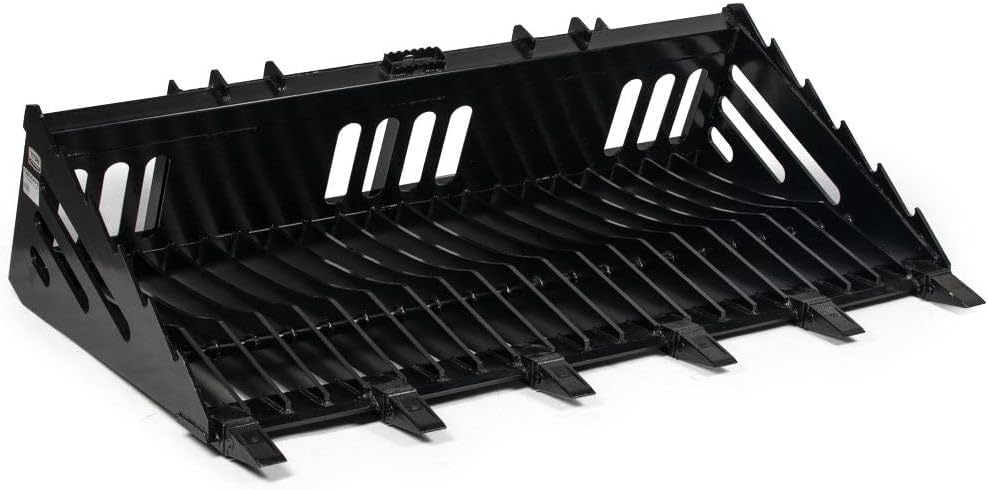 Titan Distributors Inc. 72-in Fine Grade Skeleton Rock Bucket with Teeth for Skid Steers and Tractors with Quick Tach