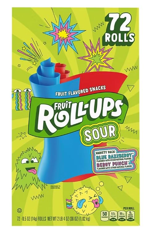 Fruit Roll Ups, Sour Variety Pack - 72 Count