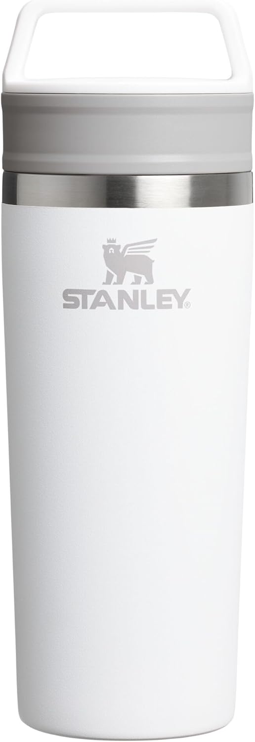 STANLEY Cafe To Go Travel Mug 16 oz | Leakproof Two-Part Drink Through Lid | Tumbler Cup for Coffee, Tea and Drinks | Insulated Stainless Steel Coffee Mug | BPA-Free | Frost