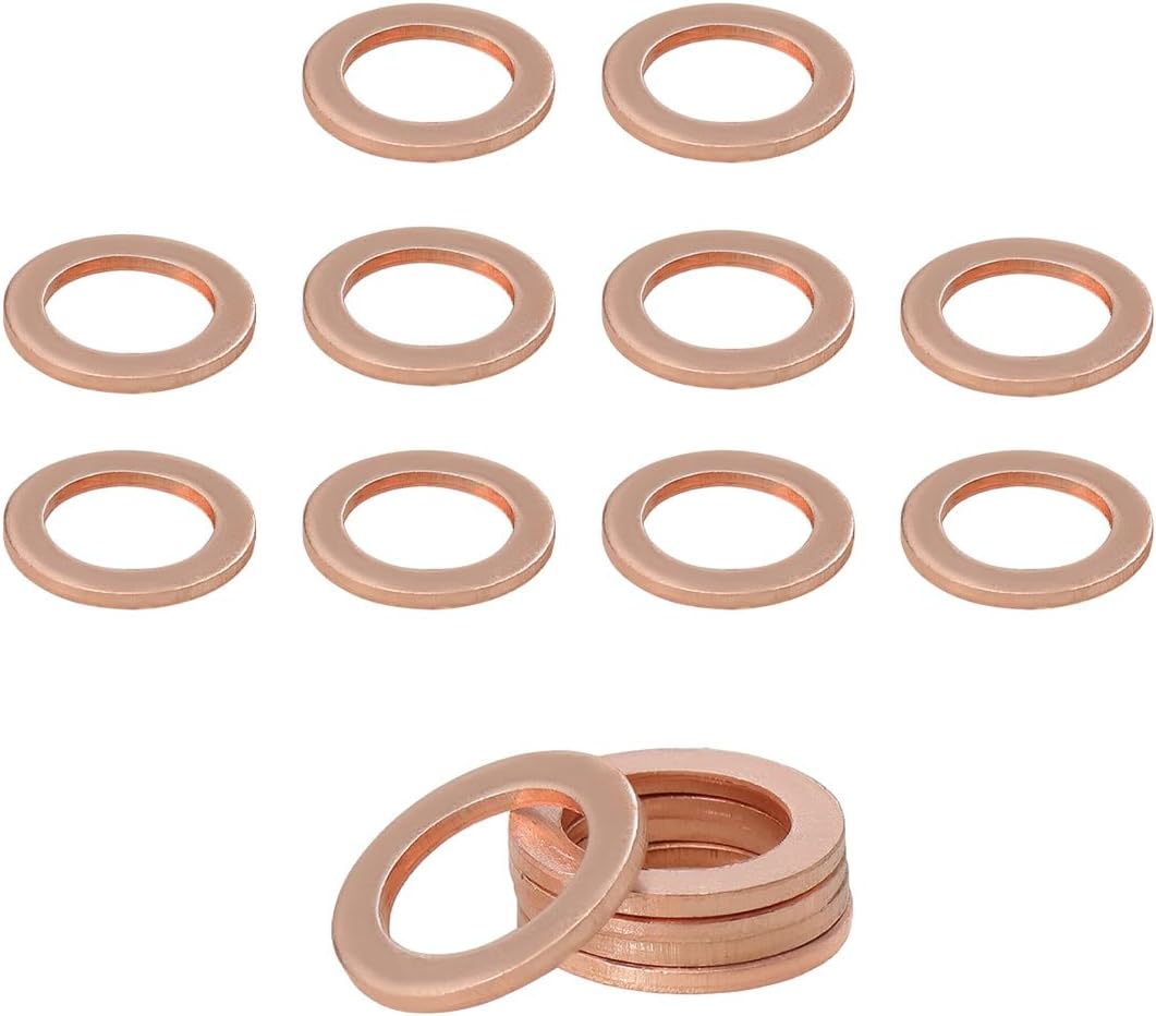 15PCS Oil Drain Plug Gasket, 14mm Copper Oil Crush Washer Compatible with OEM PN Part 007603-014106, Car Accessories for Oil Drain Plug Washer Gaskets Seals Replacement