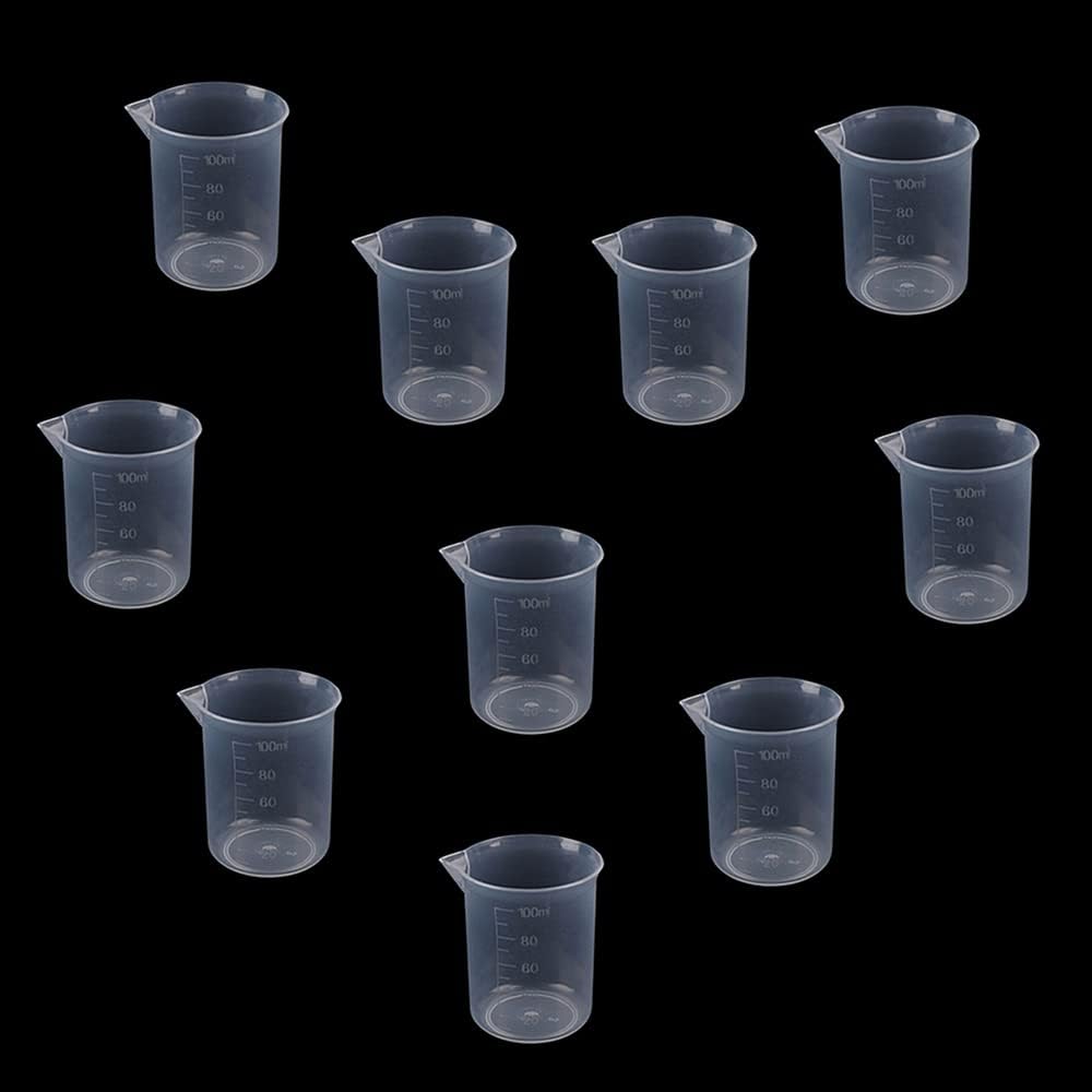 10 PCS 100ml Resin Mixing Cups, Liquid Measuring Cups, Plastic Beaker, Graduation Epoxy Resin Cups for Resin Epoxy Paint Food, Lab Use