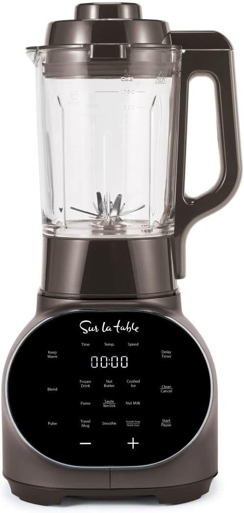 Sur La Table Countertop Power Blender with Heating Function - 1200W Blender for Smoothies, Hot Soup & Frozen Drinks, 10 Presets, Digital Display, Powerful Kitchen Appliance for Safe & Easy Food Prep