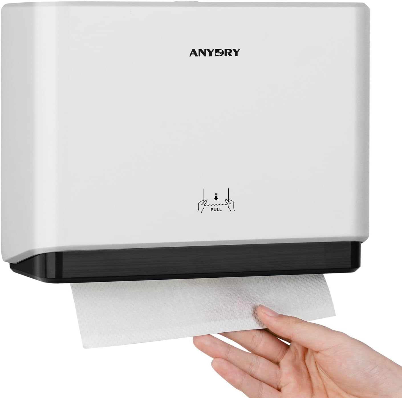 anydry 5101 Multifold C-Fold White Paper Towel Dispenser, ABS Commercial Hand Tower, Wall Mounted
