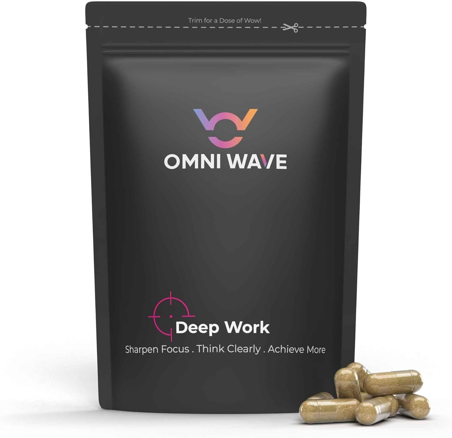 Deep Work Nootropic Natural Brain Supplement. Focus, Memory, Productivity, Brain Fog Relief, Stress Support, Energy. Citicoline, L-Theanine, L-Tyrosine, Rhodiola Rosea, Vitamin B12, B5, Lion’s Mane.