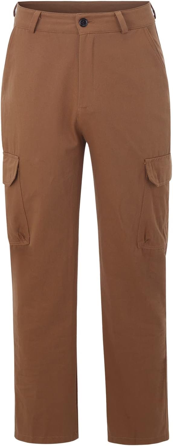 Mens Trousers Casual Smart Chino Mens Baggy Cargo Trousers Straight Leg Work Pants With Multiple Pockets Lightweight Comfortable Lounge Pants Fashion Solid Color Commuter Trouser For Working
