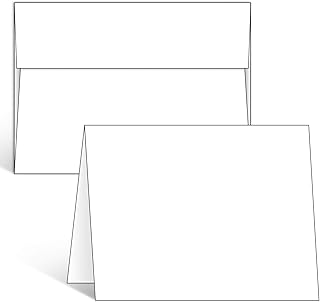 Blank White Cards and Envelopes 100 Pack, Ohuhu 5 x 7 Heavyweight Folded Cards and A7 Envelopes for DIY Christmas Greeting Cards, Wedding, Birthday, Invitations, Thank You Cards & All Occasion
