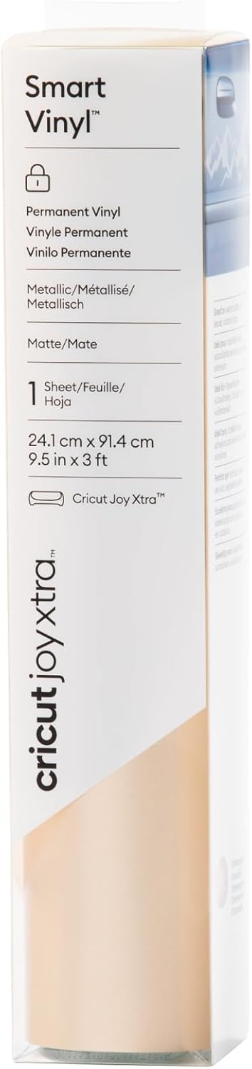 Cricut Joy Xtra Matte Metallic Smart Permanent Vinyl (9.5in x 3ft), Recommended for Indoor/Outdoor DIY Crafts, Decor Projects, Decals & More, Dishwasher Friendly, Gold