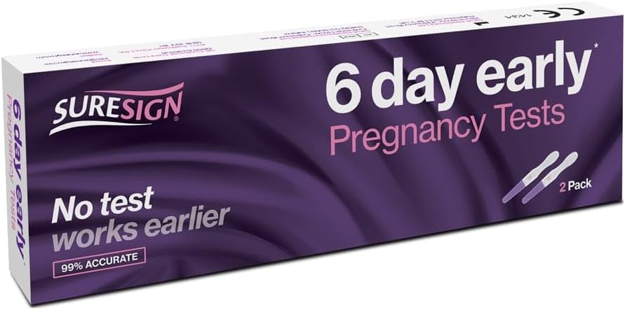 Suresign 6 Day Early Pregnancy Tests, Pack of 2, 99% Accurate