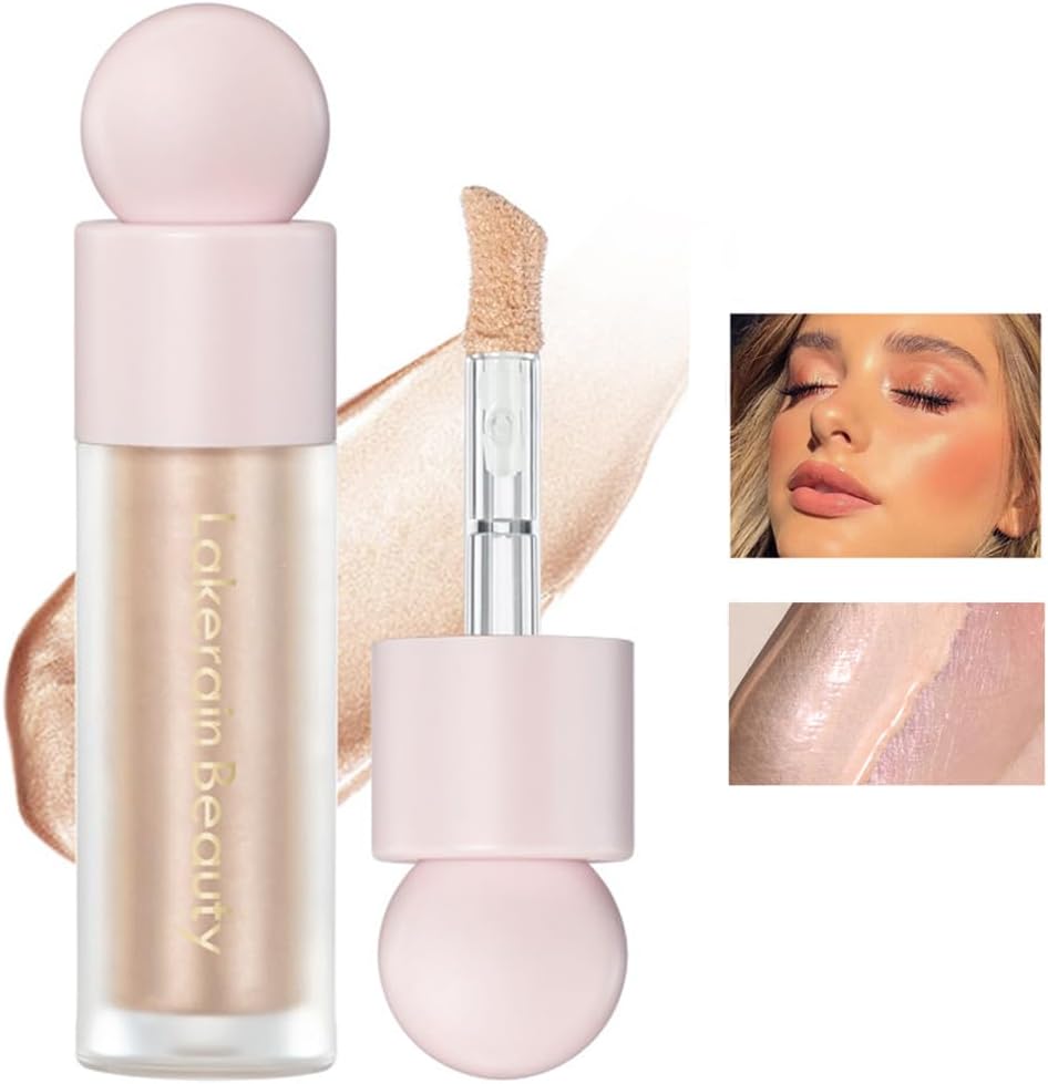 Liquid Highlighter - Contour Face Highlighter Stick/Shimmer Cream Highlighter Makeup, Light Glitter Luminizer with Cushion Applicator, Natural Looking Liquid Bronzer (02 Starlight)