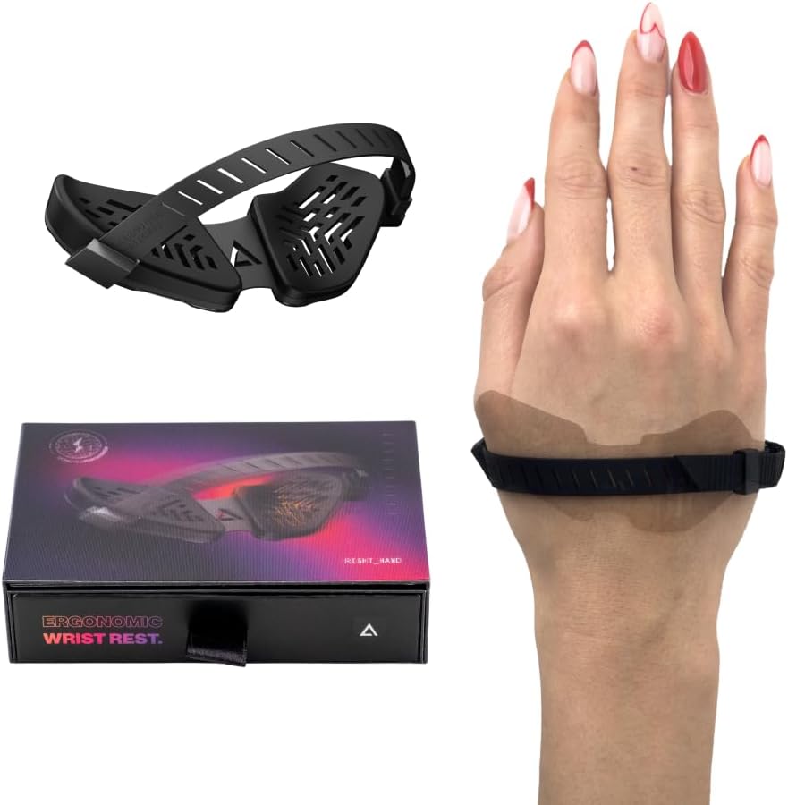 DELTAHUB Carpio G2.0 - Right-Handed Truly Ergonomic Gaming Wrist Rest for Mouse, Gamer Approved, Pain Relief, Anti-Fatigue, Computer, Laptop, Esports, Silicone Strap, Easy Glide (Small, Right, Black)