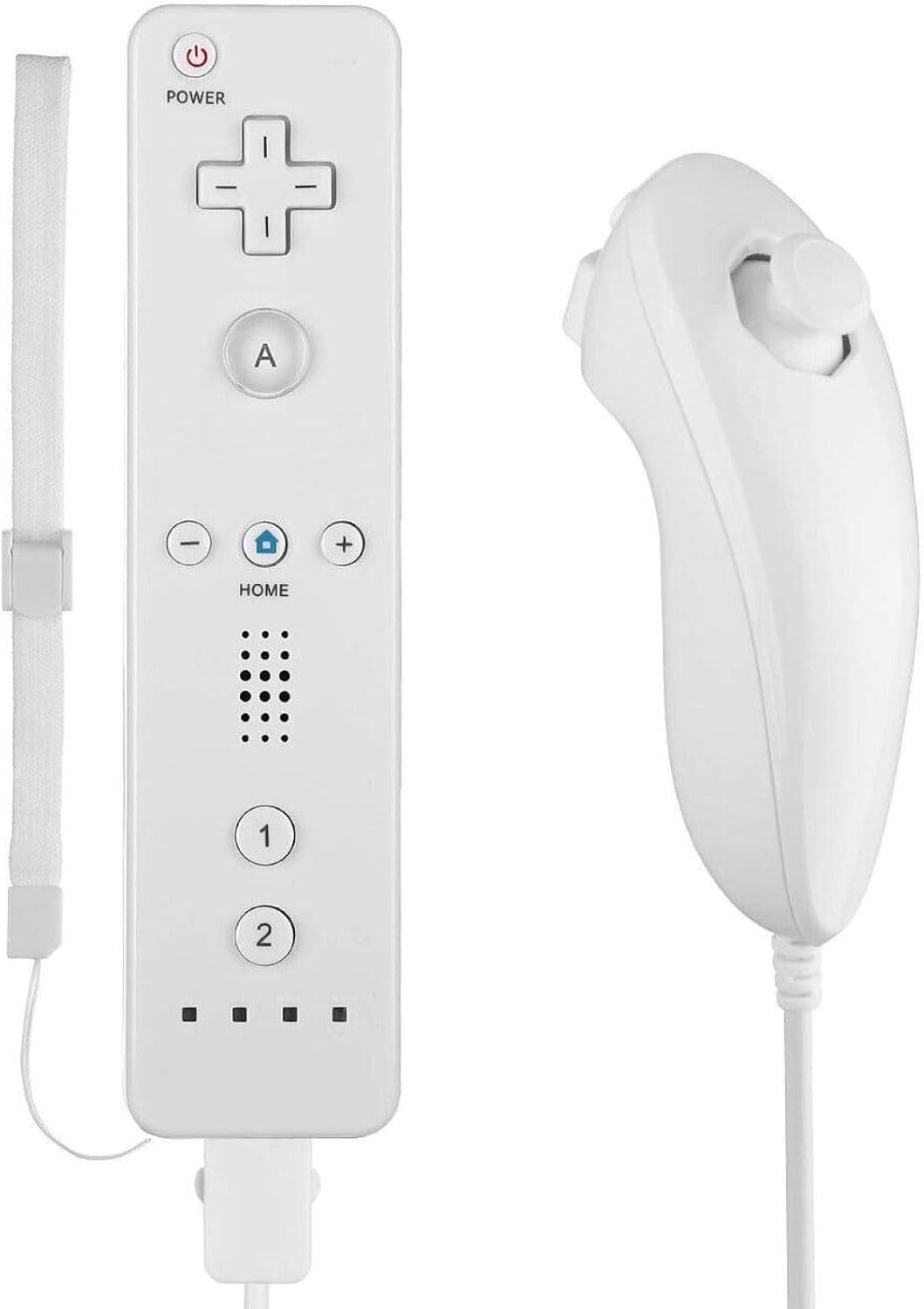 Lyyes Remote Controller for Wii, Wii Remote and Nunchuck Controllers with Silicon Case and Strap for Wii and Wii U (White)