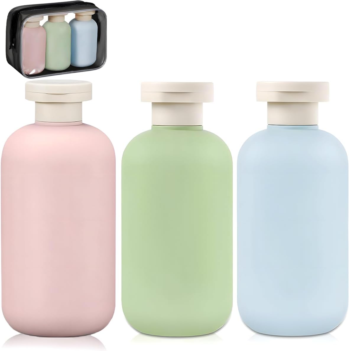 6 PCS 200ml Travel Bottles, Squeeze Travel Containers, Leakproof Refillable Travel Bottles, Plastic Bottles with Bag, for Toiletries, Travel, Business