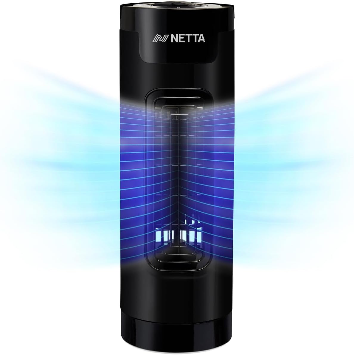 NETTA 14 Inch Tower Fan with Oscillating Function - 3 Speed Settings, Quiet Operation, 65° Oscillation, Compact Cooling Desk Fan for Homes, Offices and Bedrooms - Black