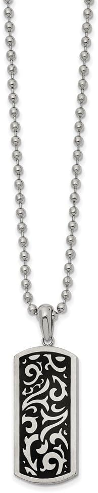 FB JEWELS Stainless Steel Polished Enameled Dog Tag 22 Inch Necklace