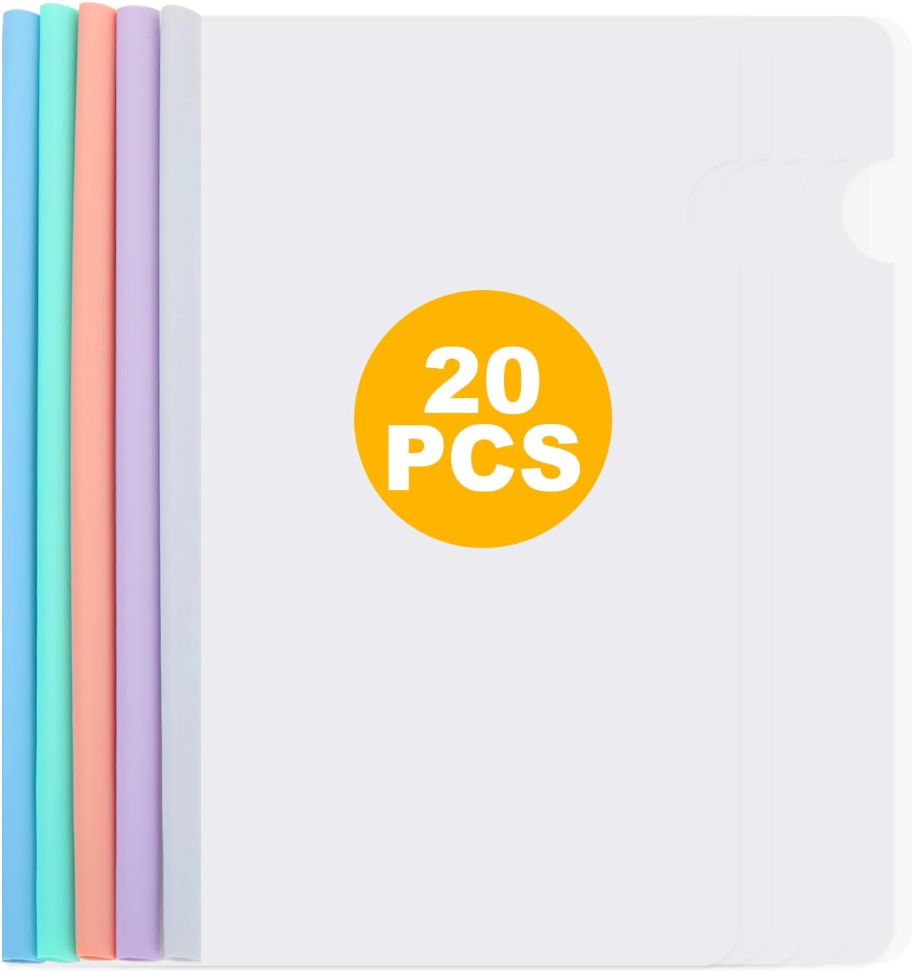 ASelected 20Pcs Report Covers with Sliding Bar A4 Project Presentation Covers Hold Up to 60 Sheets for School Office Documents Classification (5 Colors)