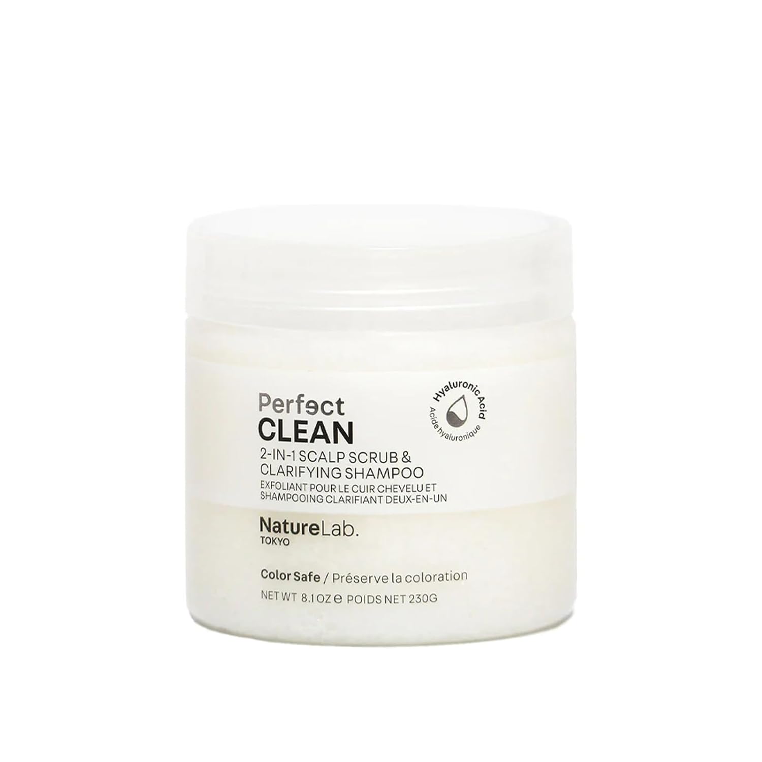 NatureLab.TOKYO Perfect Clean Scalp Scrub & Clarifying Shampoo - Exfoliating Sugar Crystals, Probiotic Sake Water, Hyaluronic Acid - 2-in-1 Deep Scalp Cleanser for Shine & Hydration, 8.1 oz, Original
