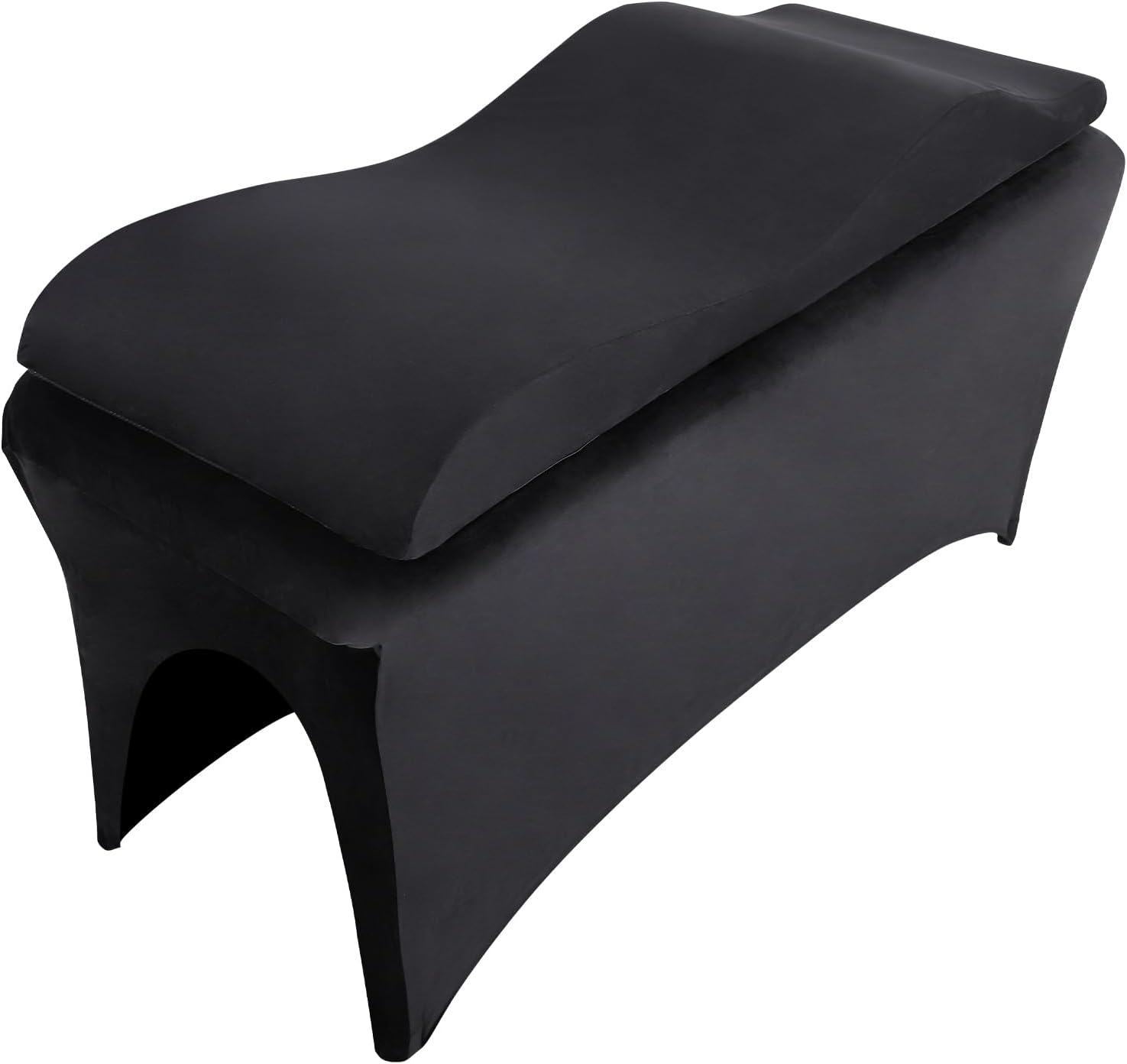 Luxurious Curved Lash Bed Topper & Bed Cover - Ergonomic Massage Table FoamTopper Wave Mattress Support The Body 30D High Density Foam with Salon Be Cover - Black