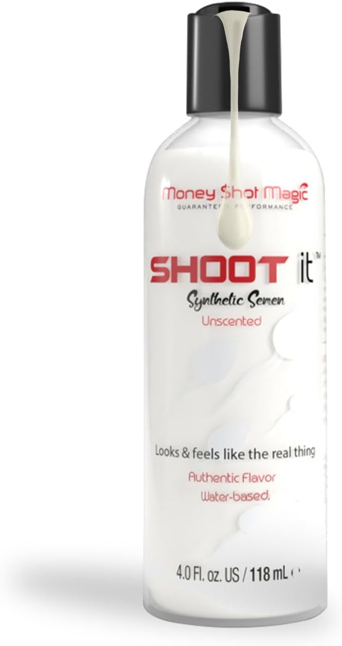 Shoot IT Water-Based Synthetic Semen with Authentic Flavor, Unscented 4 oz Lube for Couples, Trusted by Adult Film Industry, Toy-Friendly, Non-Toxic, Gluten-Free & Suitable for Most Skin Types