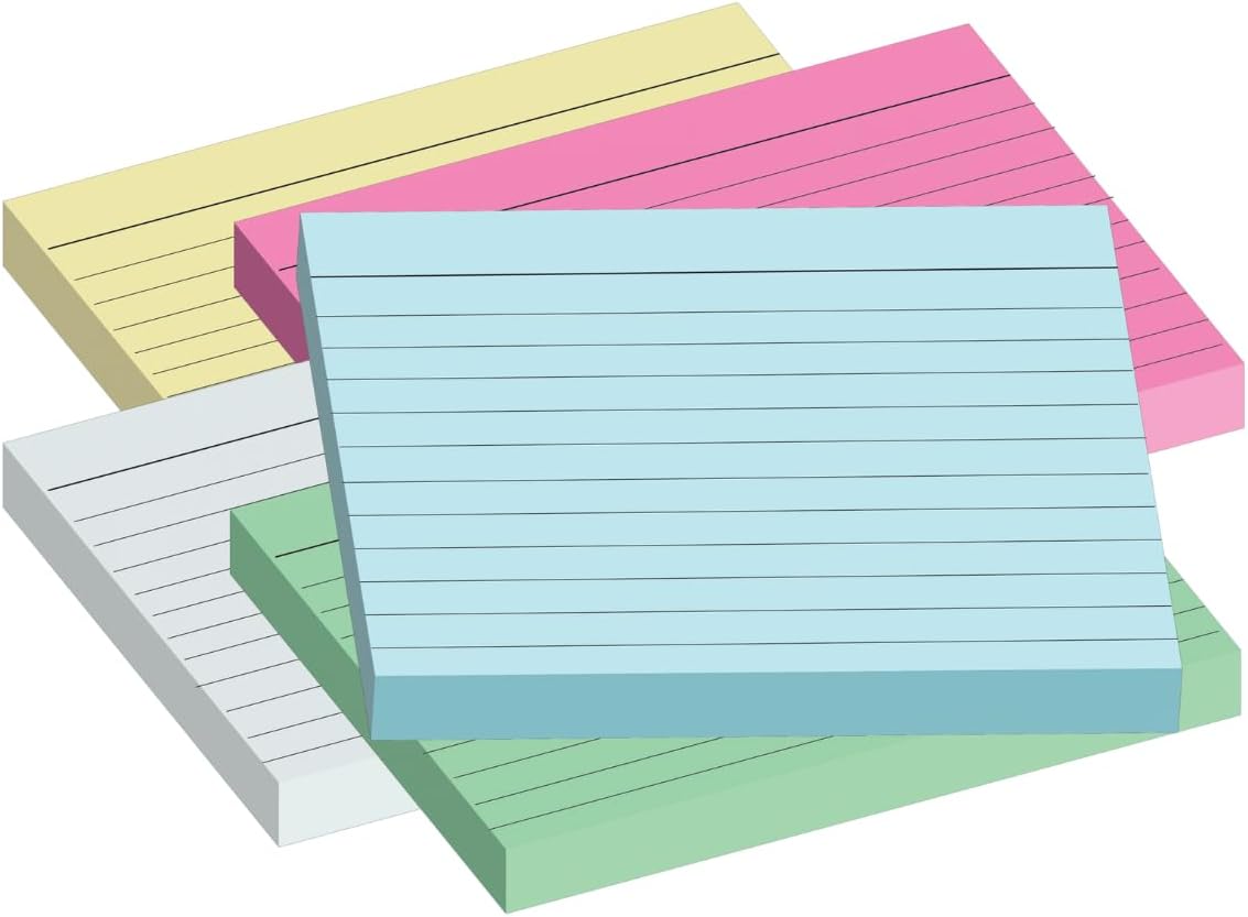 Flash Revision Record Index Cards - 500 Pieces A6 Size 150 GSM High Grade Paper 100 Sheets Each Colour Lined 5 Coloured Cue Card for Learning Office School and Study