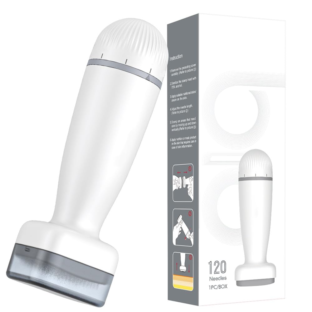 120 Titanium Derma Stamp,Microneedle Stamp 0.25 mm, Microneedling Roller for Men and Women Home Use