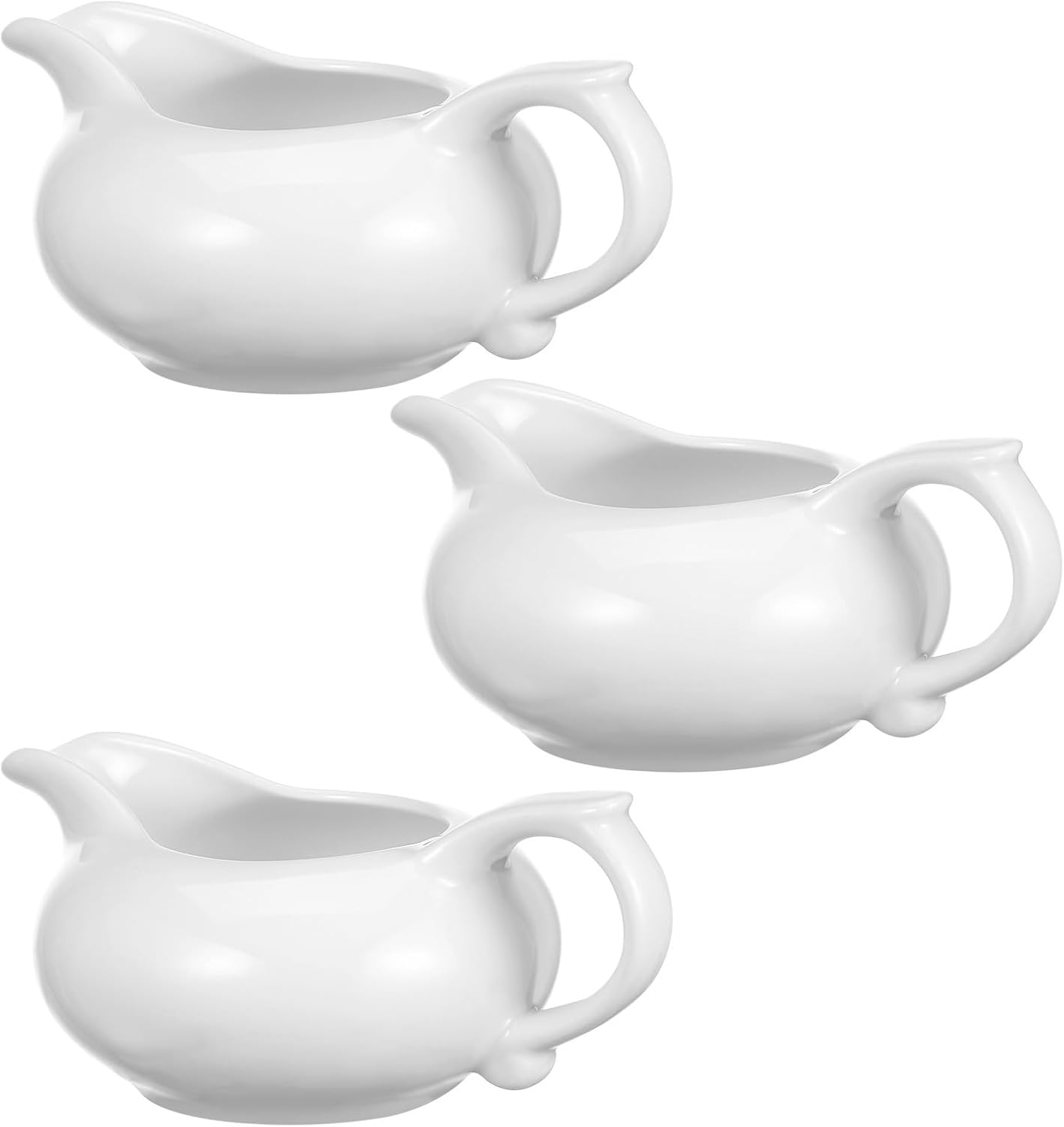 Luxshiny 3pc Ceramic Creamer with Handle, 140ml Mini White Ceramic Milk Jug Small Coffee Milk Creamer Pitcher Gravy Boats (12x8.5x4.5cm)